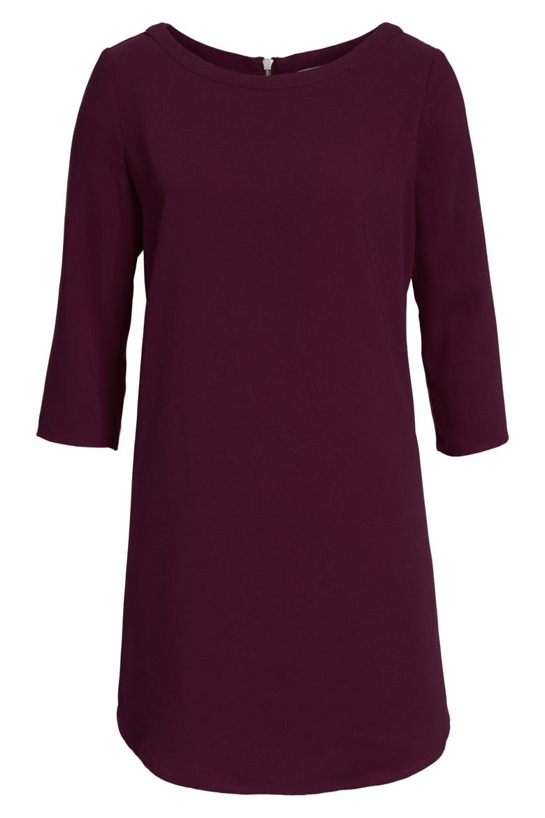 BB Dakota Jazlyn Crepe Shift Dress, Alternate, color, AUBERGINE