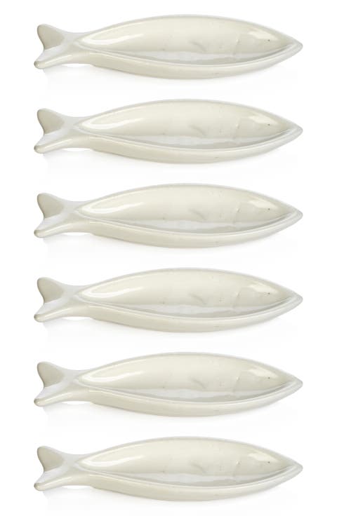 Coral Beach Ceramic Set of 6 Fish Bowls