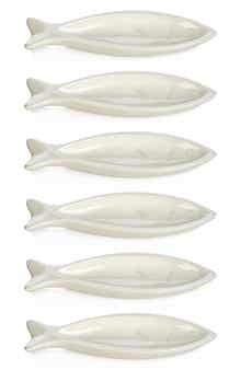 Coral Beach Ceramic Set of 6 Fish Bowls