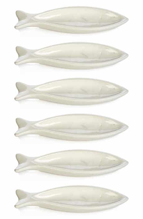 Zodax Coral Beach Ceramic Set of 6 Fish Bowls
