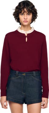 SANDRO Ruffled-neck sweater