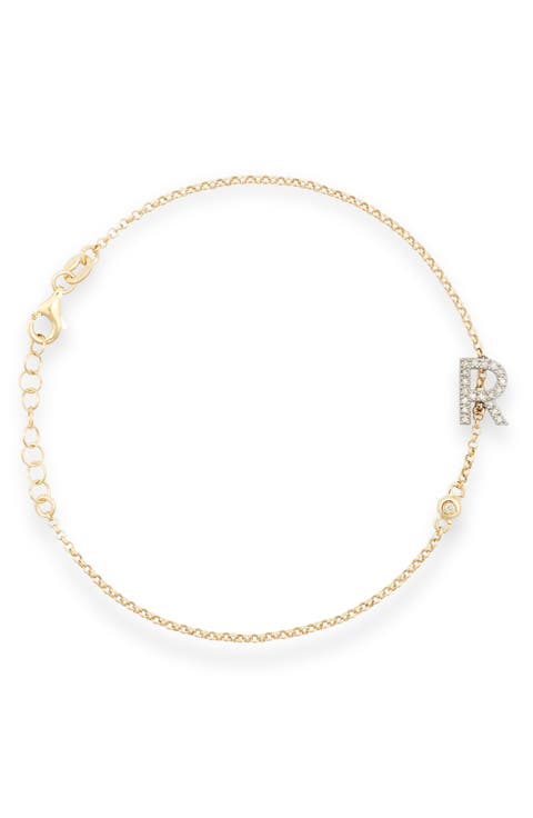 Diamond Initial Bezel Bracelet