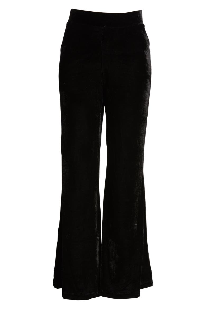 Velvet Flare Pants, Alternate, color, EBONY