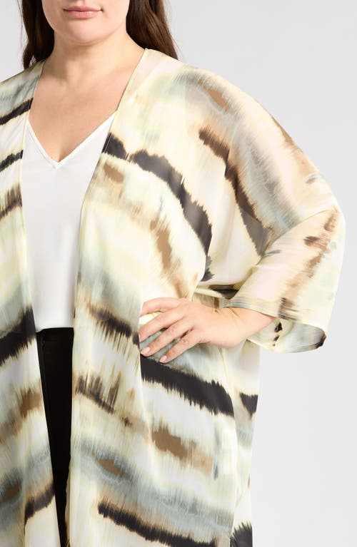 ANNE KLEIN ANNE KLEIN ABSTRACT PRINT OVERSIZE SHEER CARDIGAN