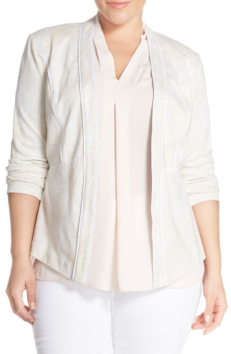 Tart 'Hilary' Open Front Blazer, Main, color, H. Oatmeal/ White Worn Stripe
