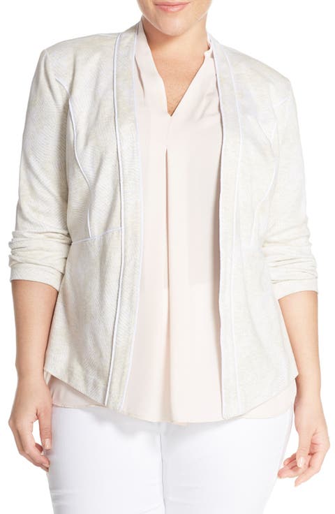 'Hilary' Open Front Blazer (Plus Size)
