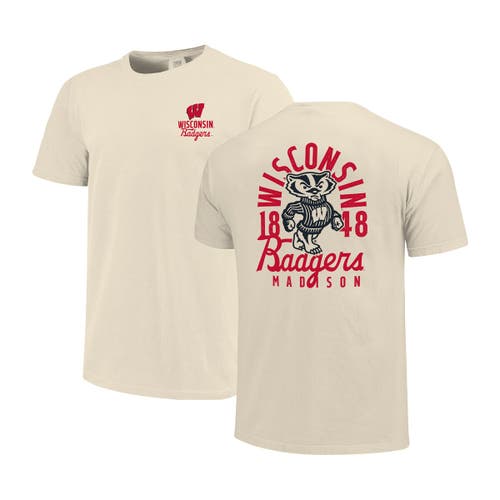 Image One Cream Wisconsin Badgers Comfort Colors Mascot Overlay T-shirt