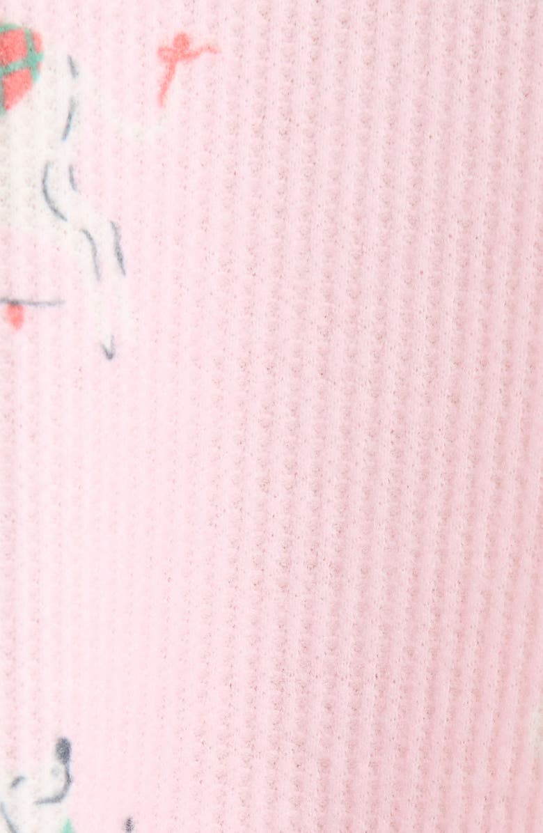 PJ Salvage Peace & Pawlidays Peachy Waffle Knit Pajamas, Alternate, color, Pink