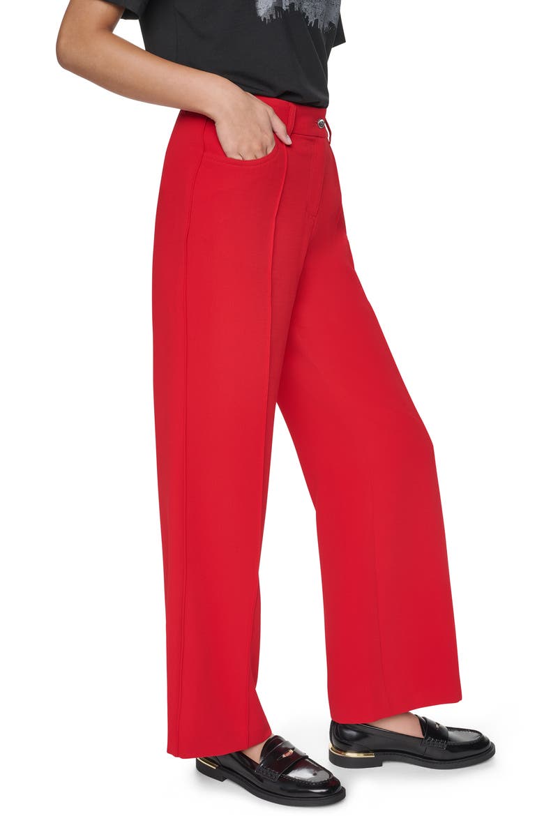 Pintuck Crepe Straight Leg Pants, Alternate, color, VIBRANT RED