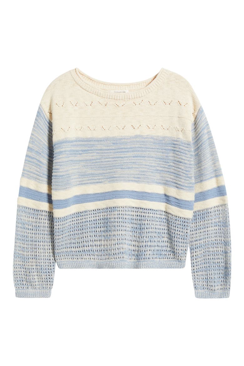 Polla Stripe Mixed Stitch Boat Neck Sweater, Alternate, color, CLEAR SKY