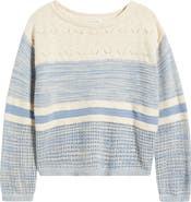 beachlunchlounge Polla Stripe Mixed Stitch Boat Neck Sweater