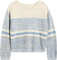 beachlunchlounge Polla Stripe Mixed Stitch Boat Neck Sweater