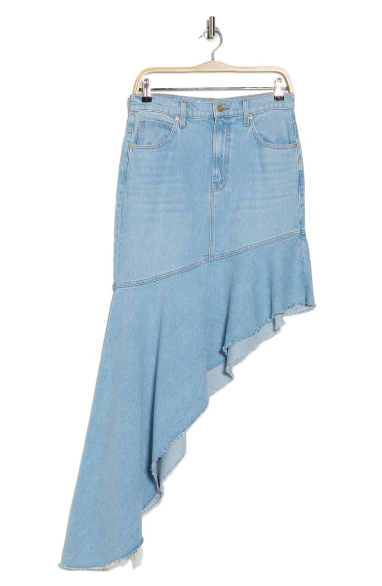 MOTHER The Crinkle Cut Asymmetric Denim Skirt, Alternate, color, 