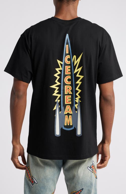 Icecream Rocket Boy Cotton Graphic T-shirt In Black