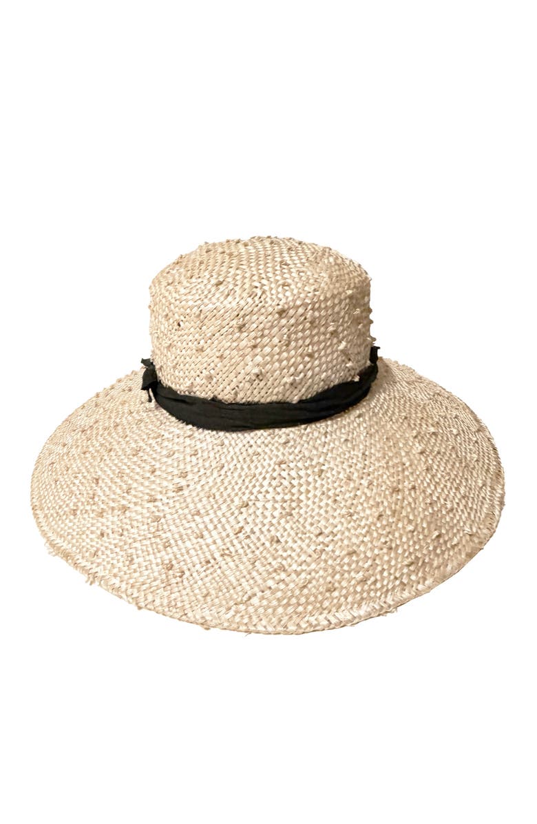 Binata Millinery Audrey Knotted Sisal Straw Hat, Main, color, Natural With Black Trim