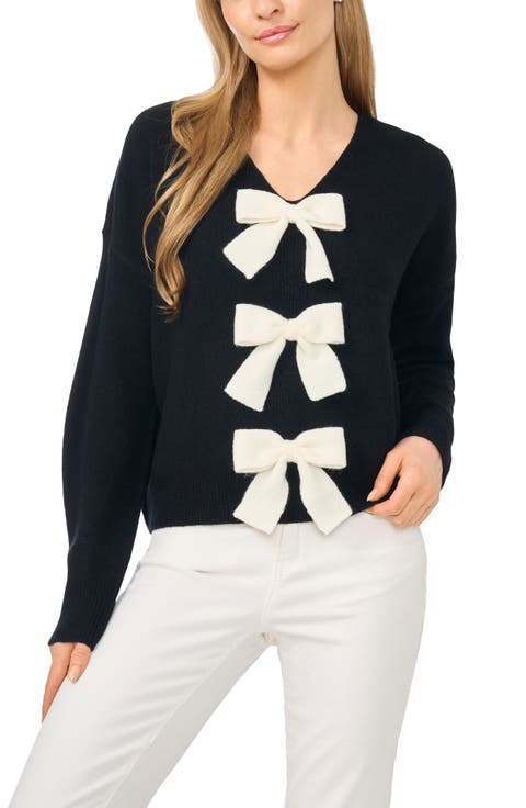 Bow Detail V-Neck Sweater