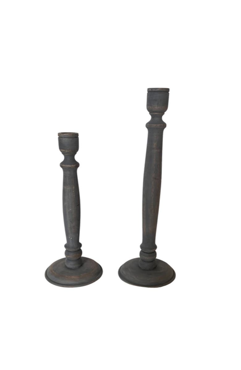 CG Hunter Tapered Candle Holder, Dark Grey Wood, Main, color, Dark Grey