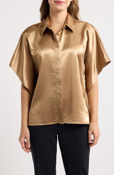 Dolman Sleeve Button Front Shirt