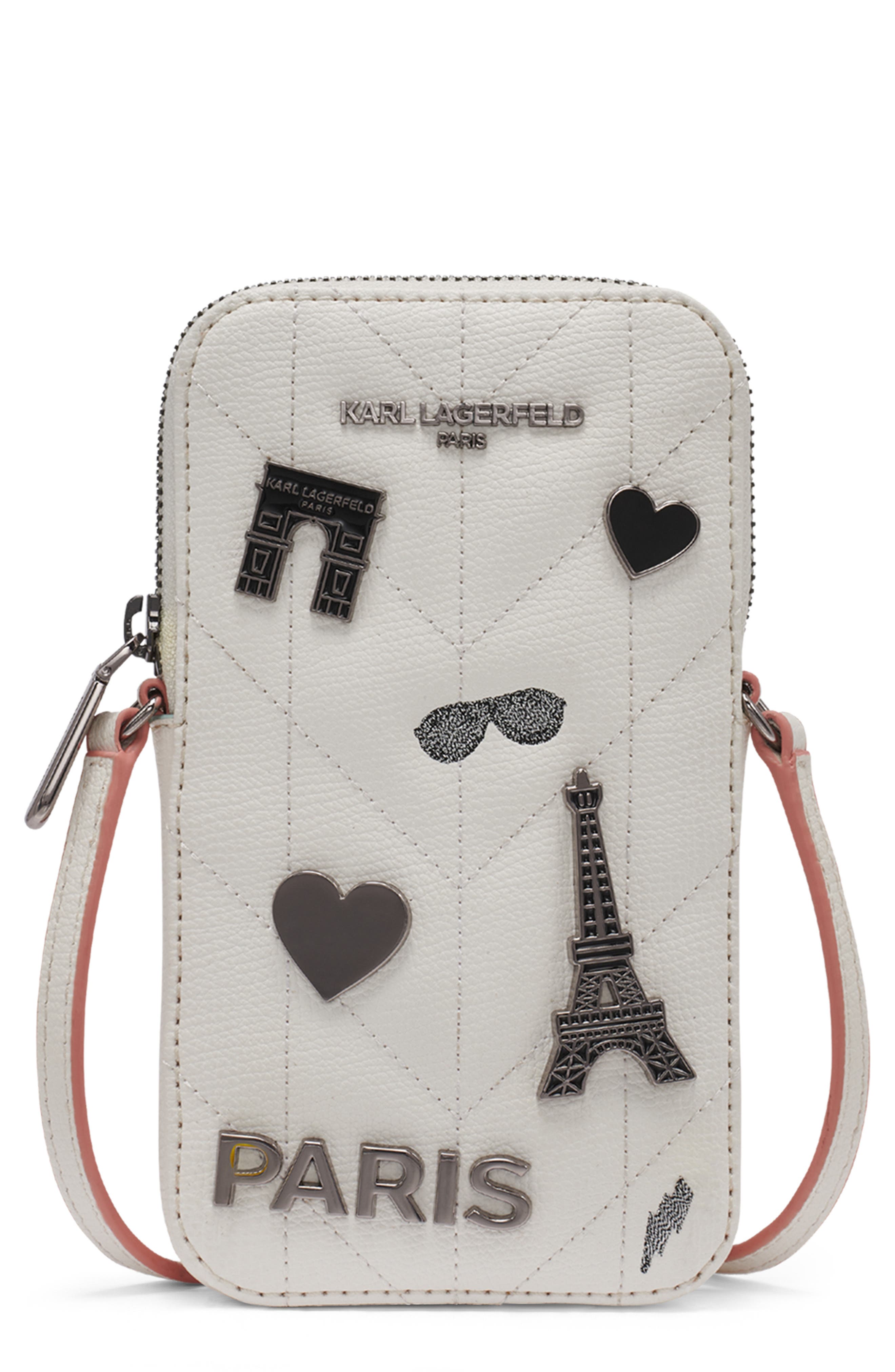 Karl Lagerfeld Paris Maybelle Wallet On A Chain In Winter White Multi