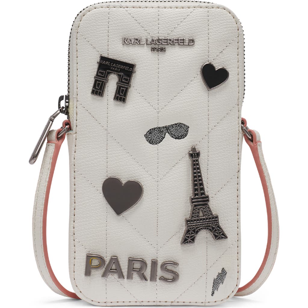 Karl Lagerfeld Paris Maybelle Wallet On A Chain In Winter White Multi