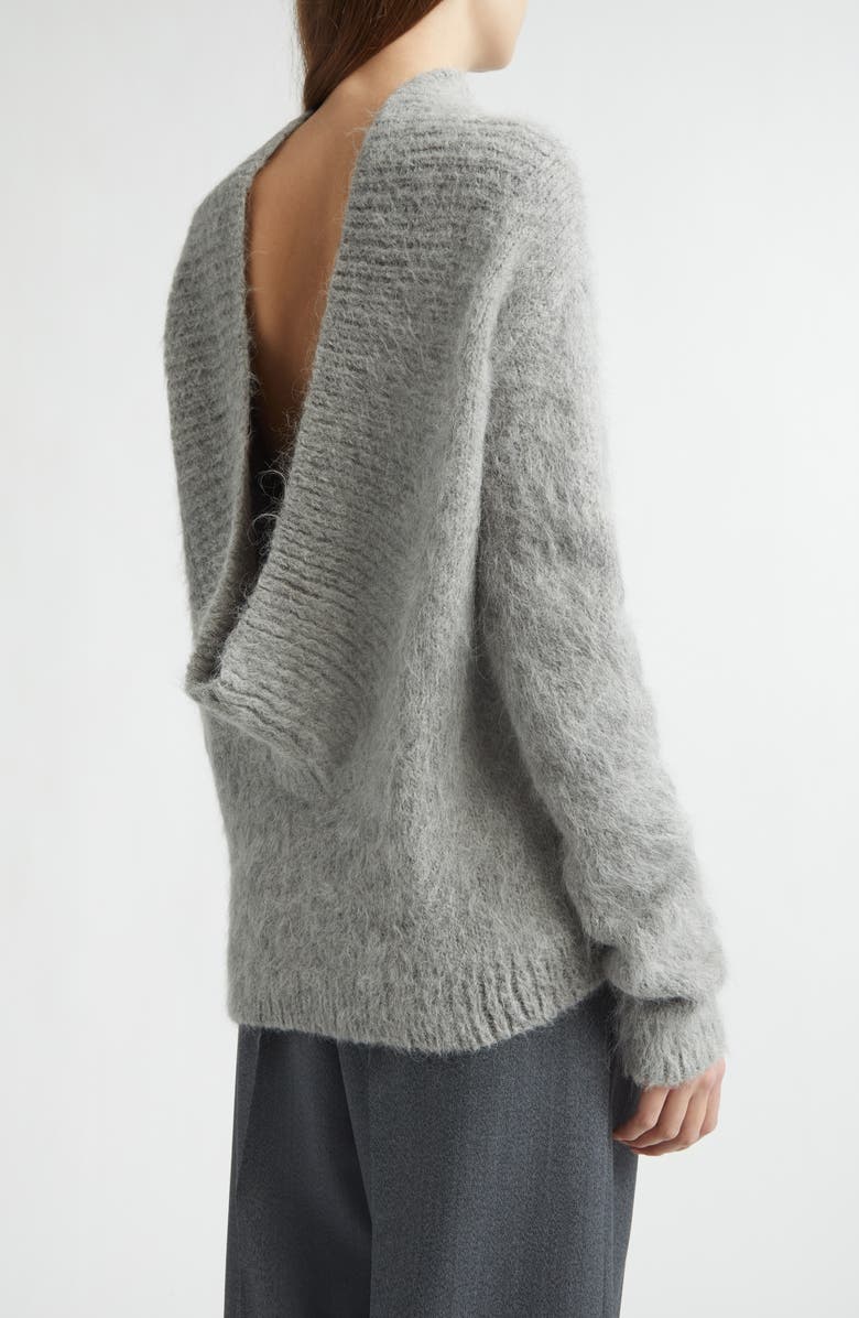 EMILY DAWN LONG Sonko Reversible Suri Alpaca & Merino Wool Blend Sweater, Alternate, color, Heather Grey