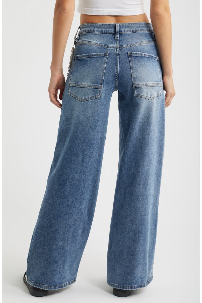 Joey Chain Detail High Waist Wide Leg Jeans, Alternate, color, MEDIUM BLUE