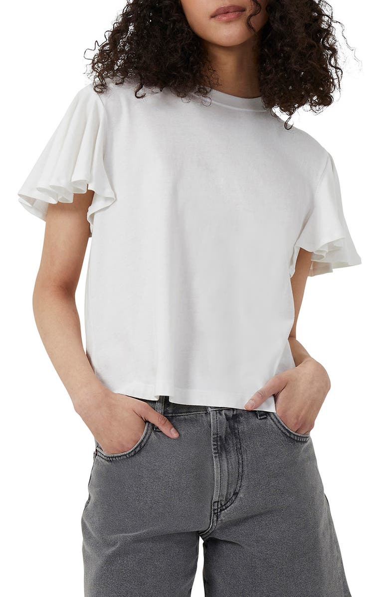 French Connection Vera Ruffle Cotton Top, Main, color, 