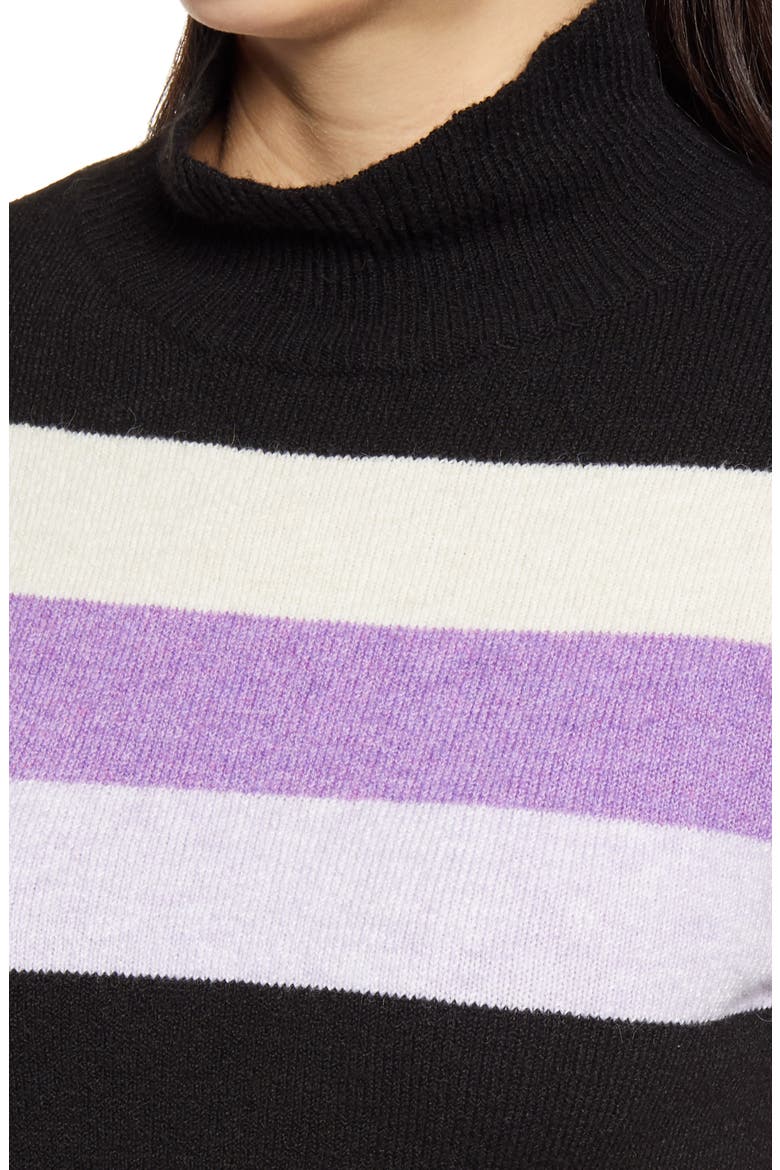 Stripe Detail Mock Neck Sweater (Nordstrom Exclusive), Alternate, color, BLACK/ AMETHYST CRYSTAL