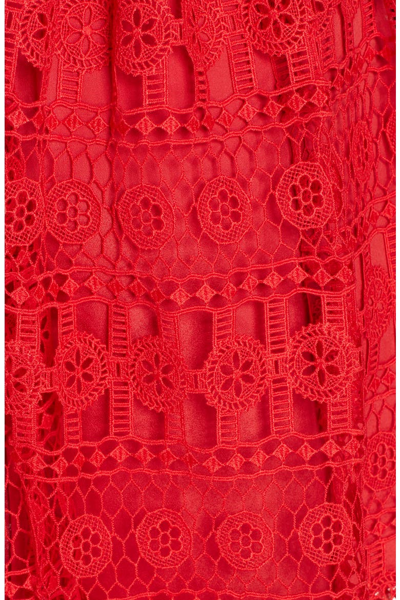 Lace Midi Dress, Alternate, color, RED