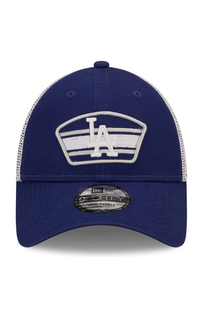 New Era Men's New Era Royal/White Los Angeles Dodgers Logo Patch 9FORTY Trucker Snapback Hat, Alternate, color, Royal