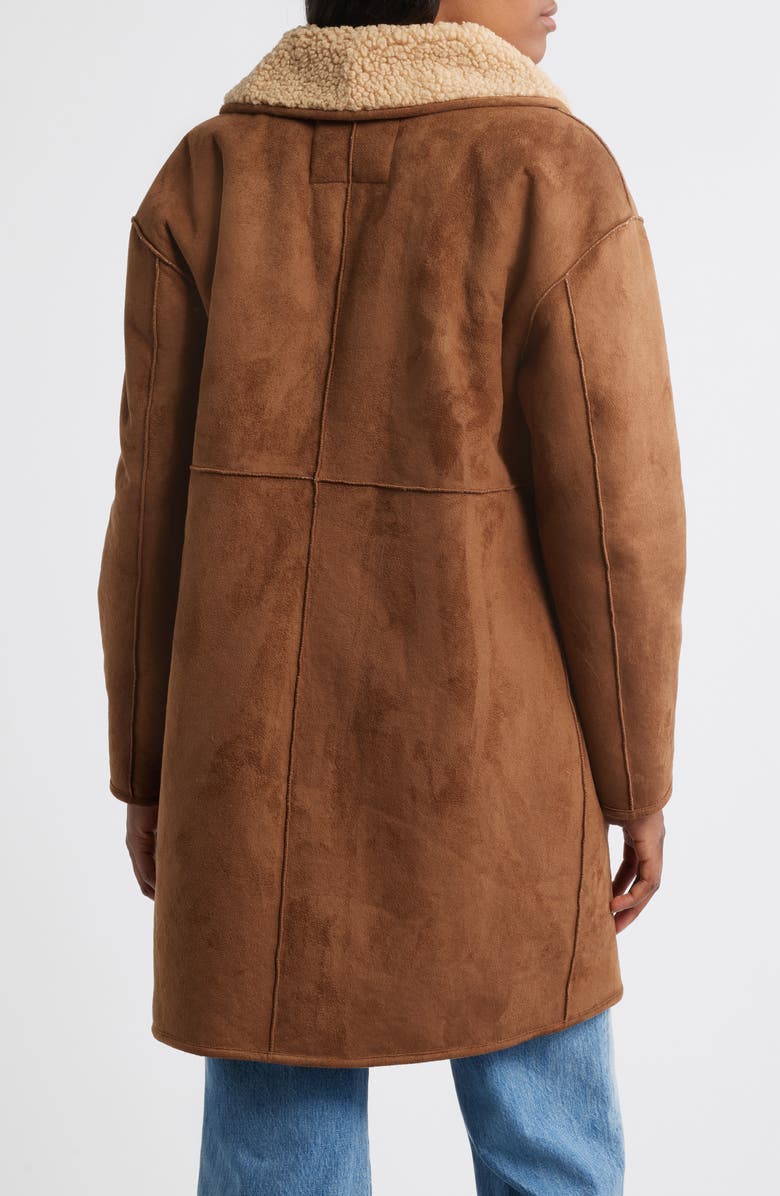 Lucky Brand Shawl Collar Faux Shearling Coat, Alternate, color, Camel-Tan