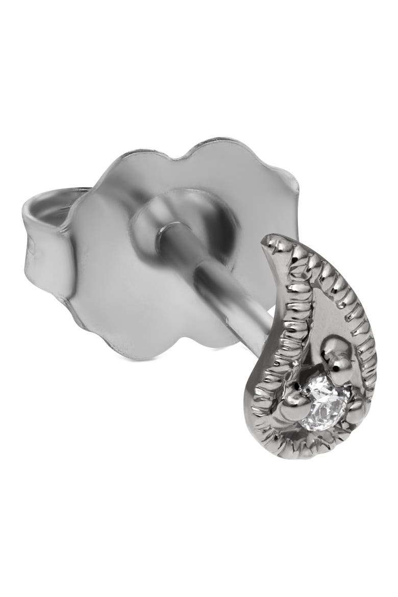 Diamond Paisley Stud Earring, Main, color, WHITE GOLD/ DIAMOND - LEFT