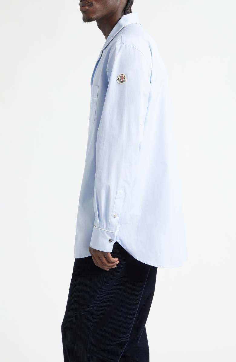 Moncler Cotton Fil-à-Fil Snap Front Shirt, Alternate, color, Blue