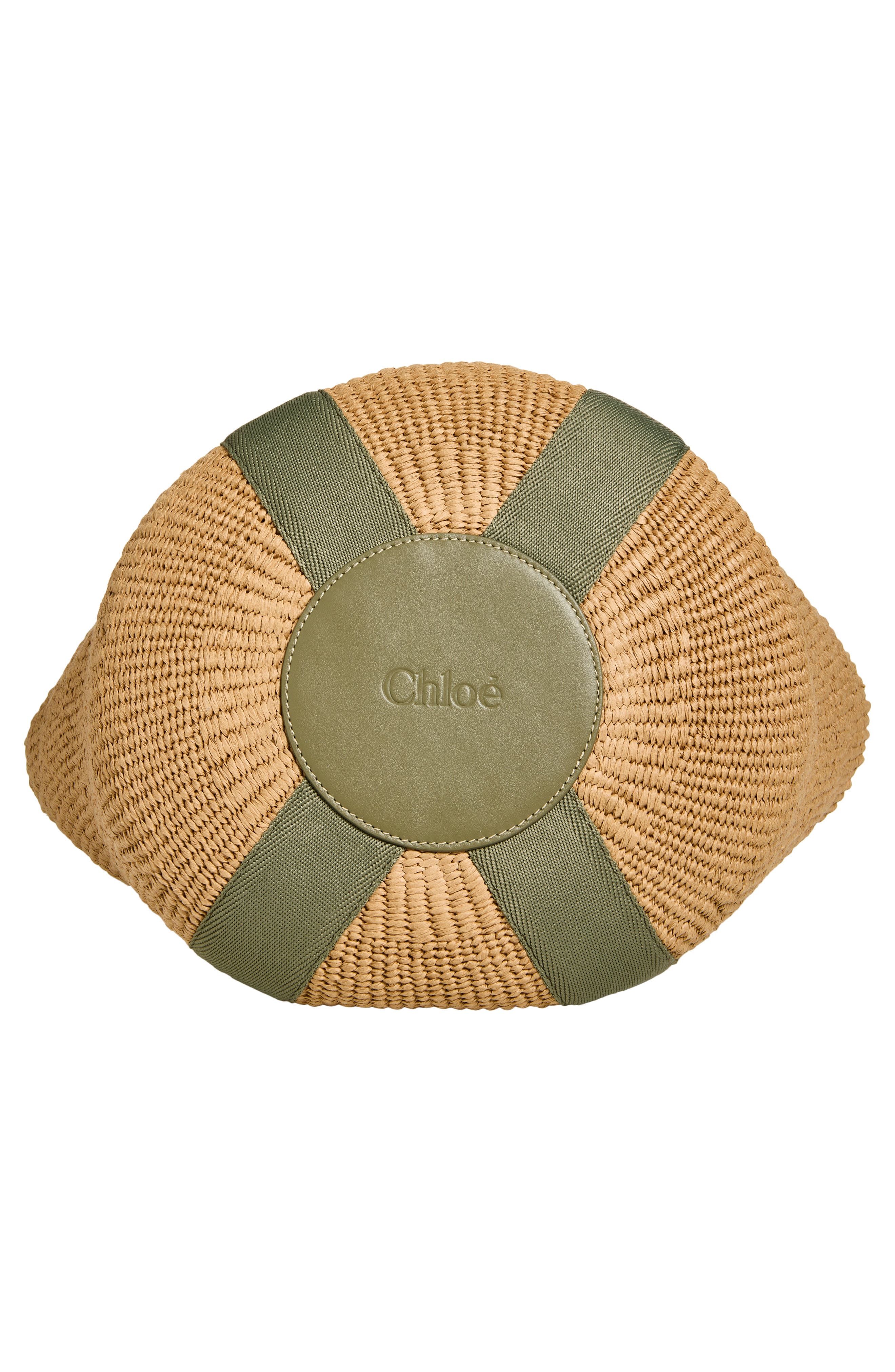 Chloé Large Woody Straw Basket Tote, Alternate, color, Aloe Green