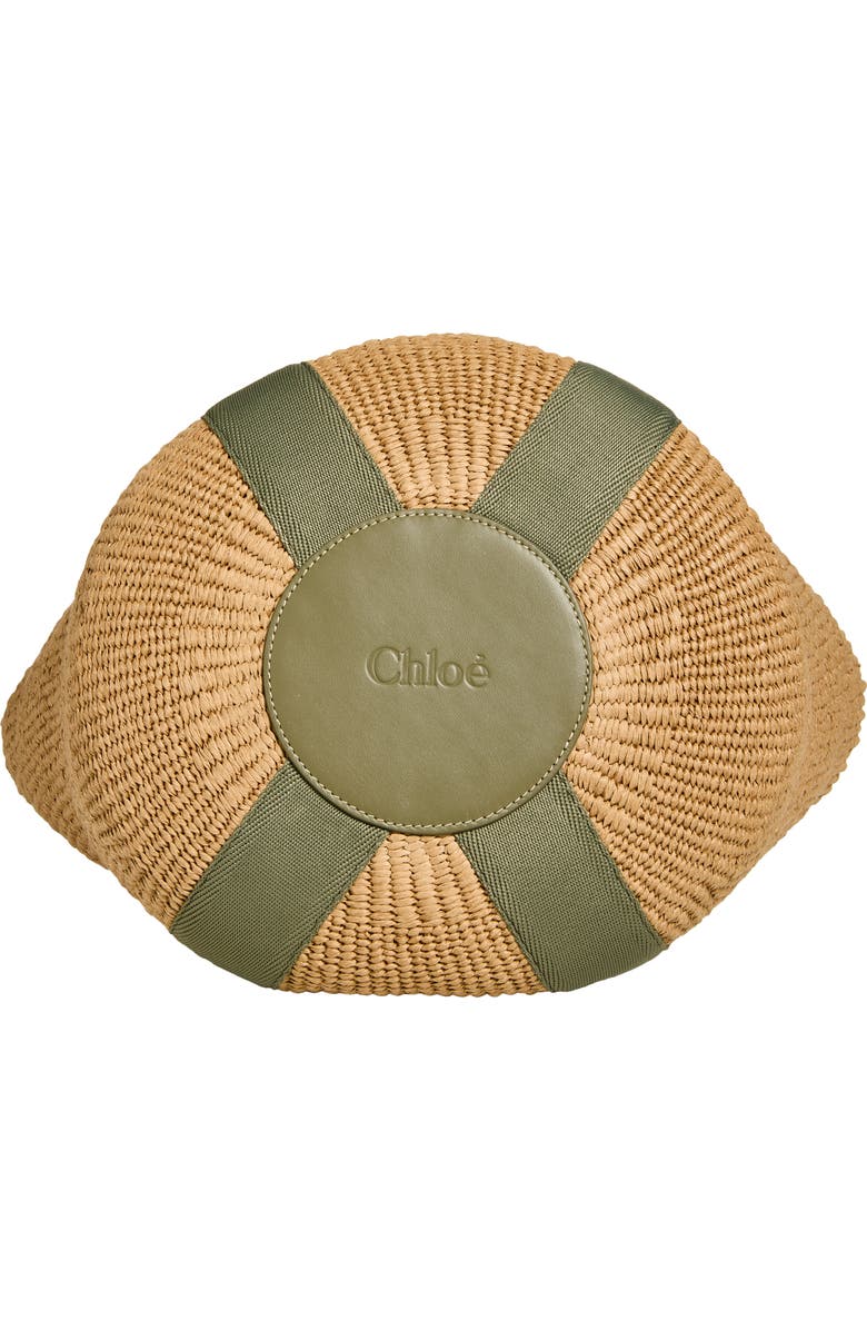 Chloé Large Woody Straw Basket Tote, Alternate, color, Aloe Green