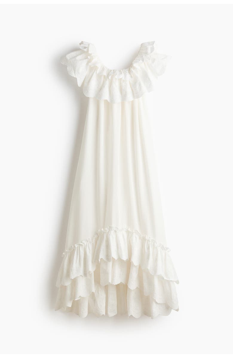 H&M Ruffle-trimmed off-the-shoulder dress, Alternate, color, White