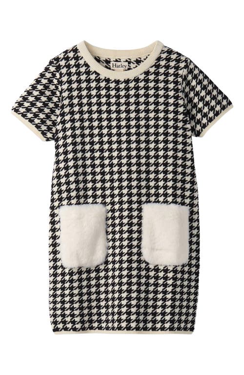 Hatley Kids' Houndstooth Sweater Dress In Gray