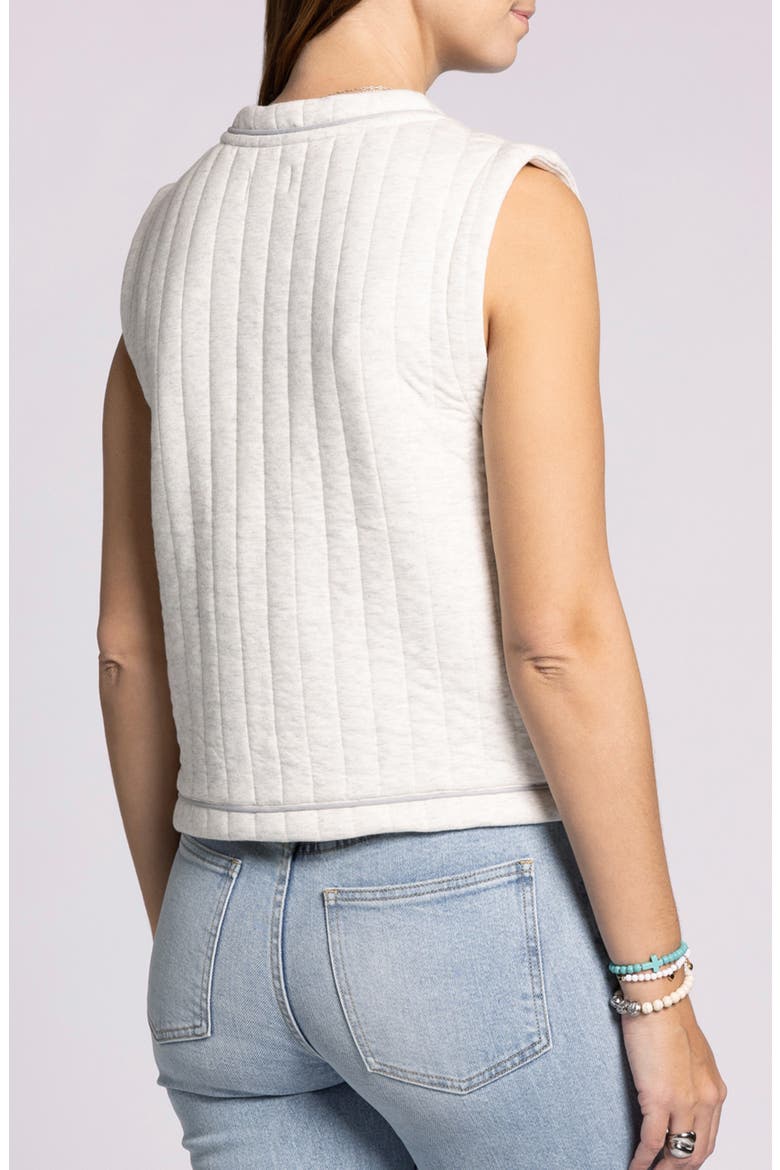 Joplin Quilted Cotton Tie Front Vest, Alternate, color, IVORY HEATHER