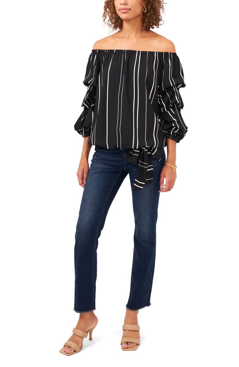 Vince Camuto Off the Shoulder Stripe Blouse, Alternate, color,