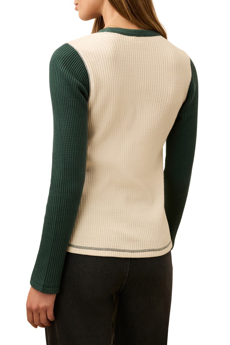 Apres Colorblock Long Sleeve Waffle Knit Top, Alternate, color, SEAMOSS VARSITY