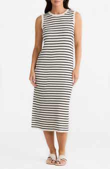 Brave+True Squad Stripe Sleeveless Rib Midi Dress