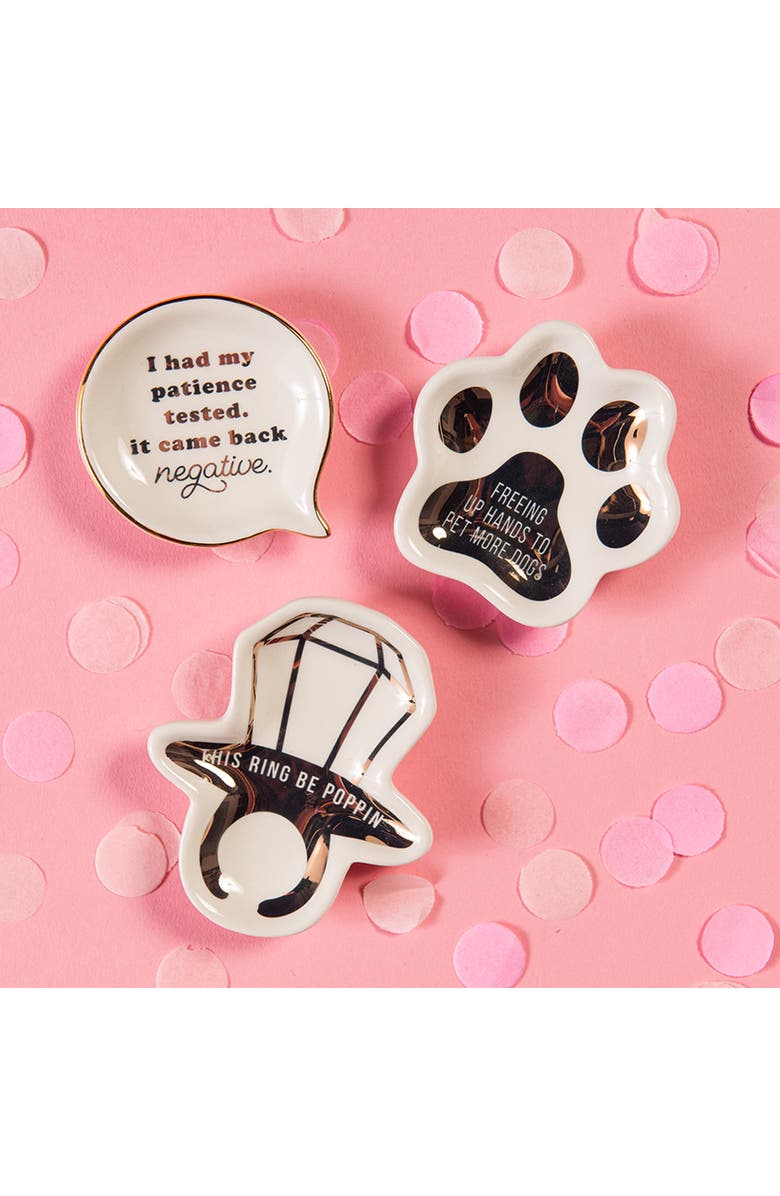 Totalee Gift This Ring Be Poppin Trinket Tray Ceramic White, Alternate, color, 