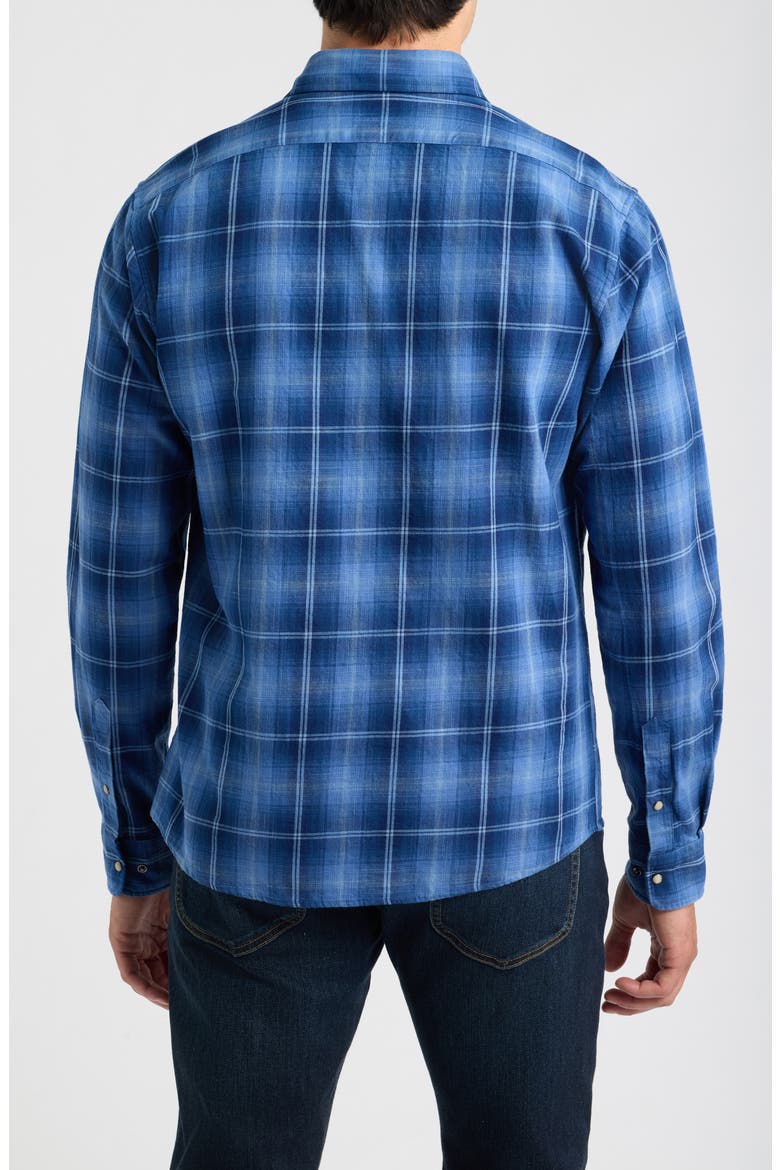 Snap Indigo Plaid Cotton Shirt, Alternate, color, LAKE