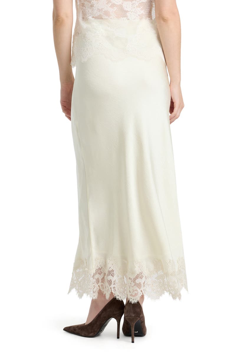 Bardot Elisan Lace Trim Satin Midi Skirt, Alternate, color, Ivory