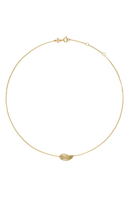 Tory Burch Wave Pendant Necklace In Gold