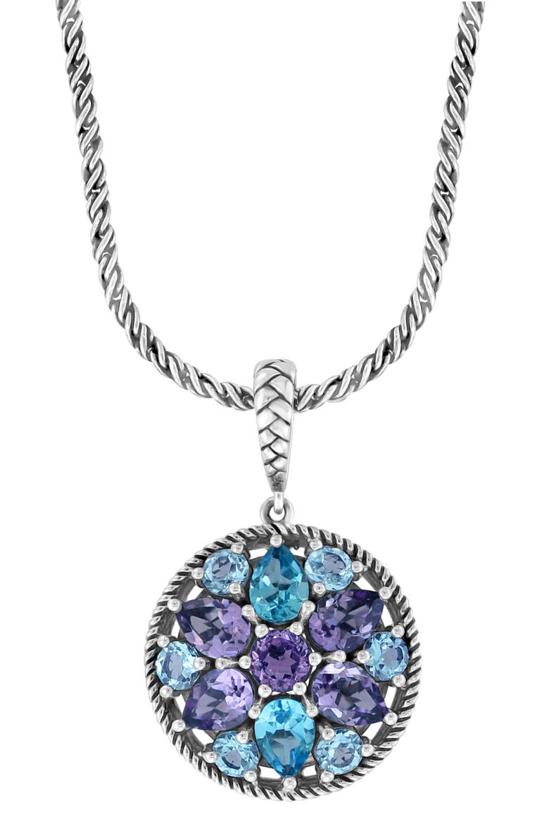 Sterling Silver Amethyst & Blue Topaz Pendant Necklace, Alternate, color, SILVER MULTI