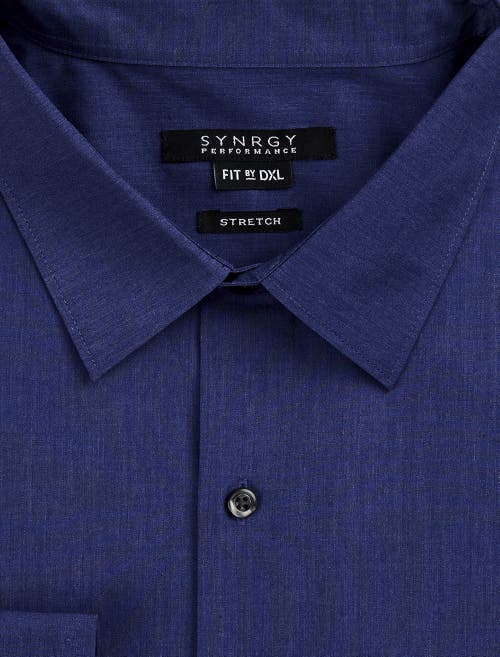 Synrgy By Dxl Big & Tall Performance Heather Dress Shirt In Med Blue Hthr
