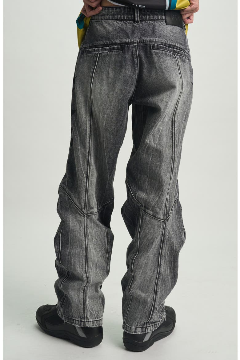 Alwin Tapered Straight Leg Moto Jeans, Alternate, color, ASH FADED