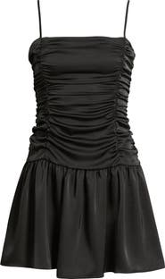 BP. Ruched Satin Drop Waist Minidress