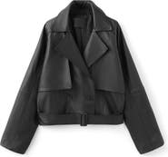 MANGO Lapels Leather Jacket